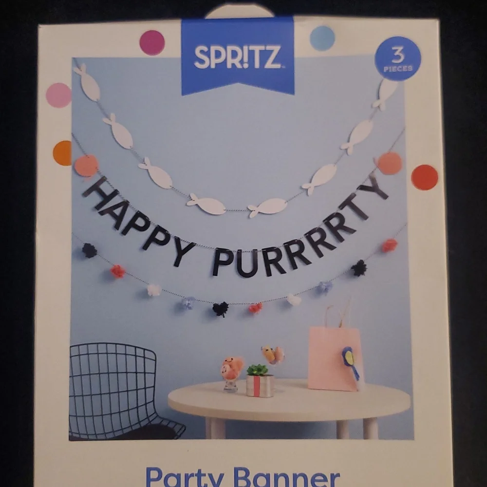BNIB Spritz Happy Purrrrty Party, Fish and Tissue Ball Banners